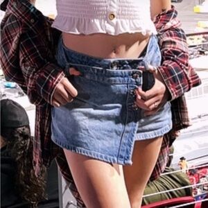 Free People Blue Denim Mini Skirt